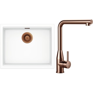 Set Schock S32-14 (dřez Kiruna N-100L Day + baterie Keto Copper brushed + komponenty Copper brushed)