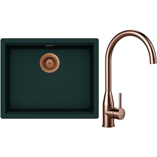 Set Schock S32-4 (dřez Kiruna N-100L Ivy + baterie Kavus Copper brushed + komponenty Copper brushed)
