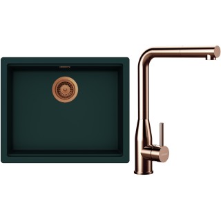 Set Schock S32-19 (dřez Kiruna N-100L Ivy + baterie Keto.120 Copper brushed + komponenty Copper...