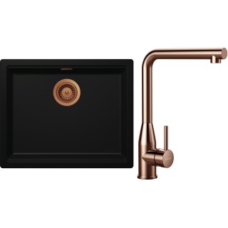 Set Schock S32-14 (dřez Kiruna N-100L Night + baterie Keto Copper brushed + komponenty Copper...