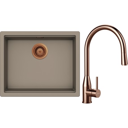 Set Schock S32-9 (dřez Kiruna N-100L Twilight + baterie Kavus.120 Copper brushed)