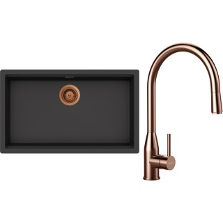 Set Schock S33-9 (dřez Kiruna N-100XL Dusk + baterie Kavus.120 Copper brushed + komponenty Copper...