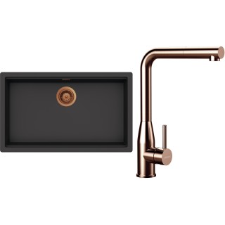 Set Schock S33-19 (dřez Kiruna N-100XL Dusk + baterie Keto.120 Copper brushed + komponenty Copper...