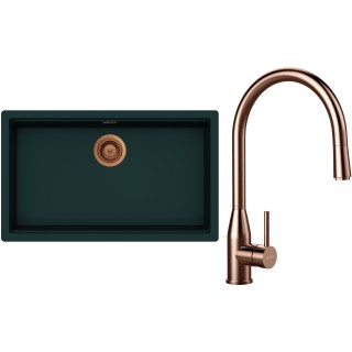 Set Schock S33-9 (dřez Kiruna N-100XL Ivy + baterie Kavus.120 Copper brushed + komponenty Copper...