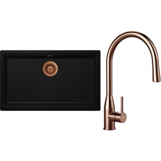 Set Schock S33-9 (dřez Kiruna N-100XL Night + baterie Kavus.120 Copper brushed + komponenty...
