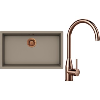 Set Schock S33-4 (dřez Kiruna N-100XL Twilight + baterie Kavus Copper brushed + komponenty Copper...