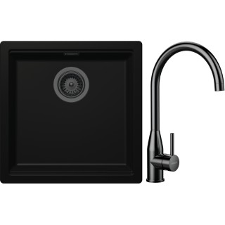 Set Schock S31-5 (dřez Kiruna N-100 Night + baterie Kavus Gunmetal brushed + komponenty Gunmetal...