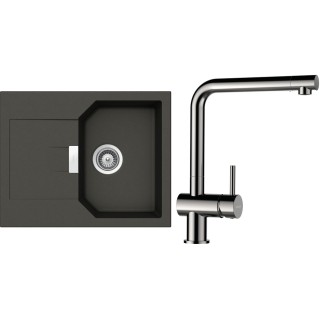 Set Schock S18-5 (dřez Manhattan D-100XS Asphalt + baterie Epos Nerezový vzhled)