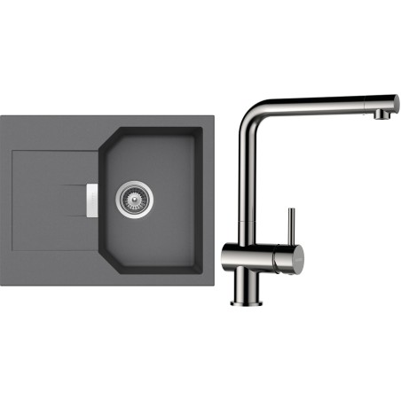 Set Schock S18-5 (dřez Manhattan D-100XS Croma + baterie Epos Nerezový vzhled)