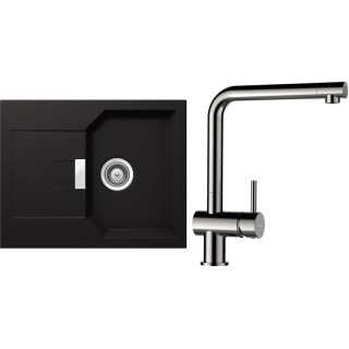 Set Schock S18-5 (dřez Manhattan D-100XS Nero + baterie Epos Nerezový vzhled)