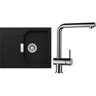 Set Schock S18-5 (dřez Manhattan D-100XS Onyx + baterie Epos Nerezový vzhled)