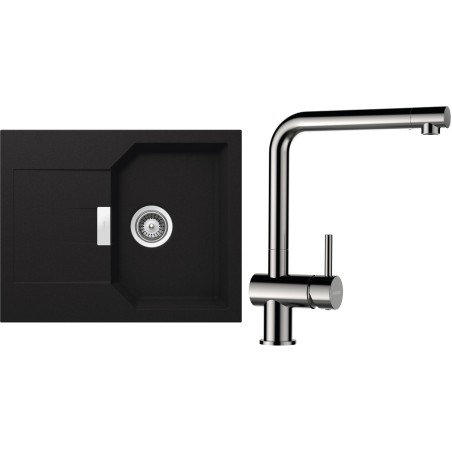 Set Schock S18-5 (dřez Manhattan D-100XS Onyx + baterie Epos Nerezový vzhled)