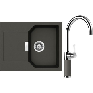 Set Schock S18-8 (dřez Manhattan D-100XS Asphalt + baterie SC-520 Asphalt)