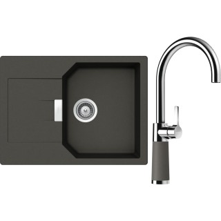 Set Schock S19-8 (dřez Manhattan D-100S Asphalt + baterie SC-520 Asphalt)