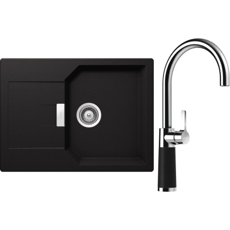 Set Schock S19-8 (dřez Manhattan D-100S Nero + baterie SC-520 Nero)