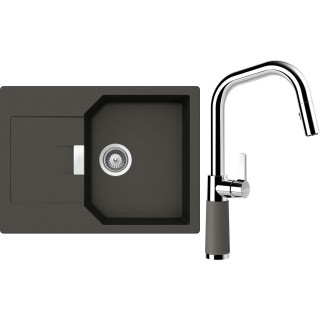 Set Schock S19-11 (dřez Manhattan D-100S Asphalt + baterie SC-530.120 Asphalt)