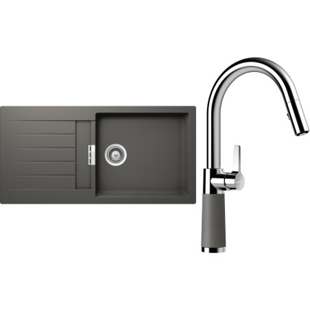 Set Schock S2-7 (dřez Signus D-100L Silverstone + baterie SC-520.120 Silverstone)