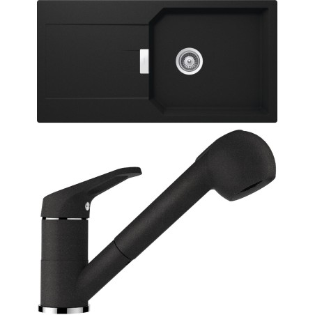 Set Schock S21-2 (dřez Manhattan D-100L Onyx + baterie Cosmo.120 Onyx)