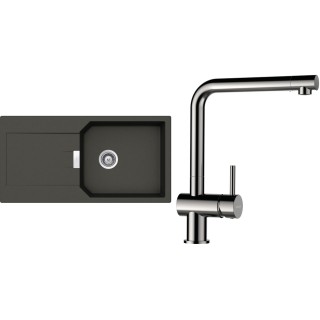 Set Schock S21-5 (dřez Manhattan D-100L Asphalt + baterie Epos Nerezový vzhled)