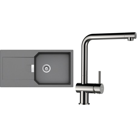 Set Schock S21-5 (dřez Manhattan D-100L Croma + baterie Epos Nerezový vzhled)