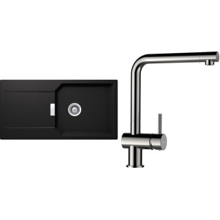 Set Schock S21-5 (dřez Manhattan D-100L Nero + baterie Epos Nerezový vzhled)