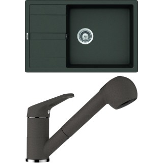 Set Schock S22-2 (dřez Manhattan D-100LS Asphalt + baterie Cosmo.120 Asphalt)