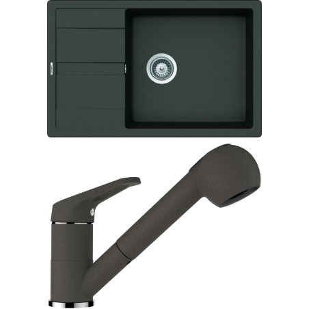 Set Schock S22-2 (dřez Manhattan D-100LS Asphalt + baterie Cosmo.120 Asphalt)