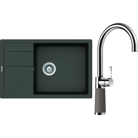 Set Schock S22-8 (dřez Manhattan D-100LS Asphalt + baterie SC-520 Asphalt)