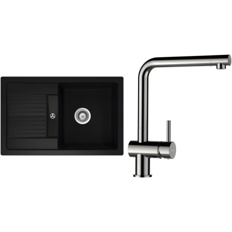 Set Schock S30-5 (dřez Lima D-100S Nero + baterie Epos Nerezový vzhled)