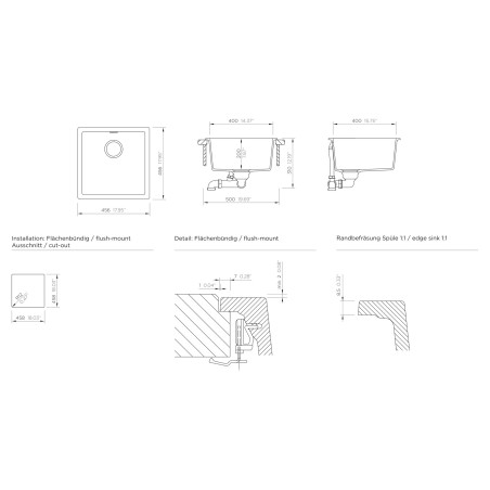 Kuchyňský dřez Schock Kaia N-100 Silverstone, montáž do roviny