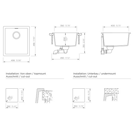 Kuchyňský dřez Schock Kaia N-100S Polaris, spodní montáž