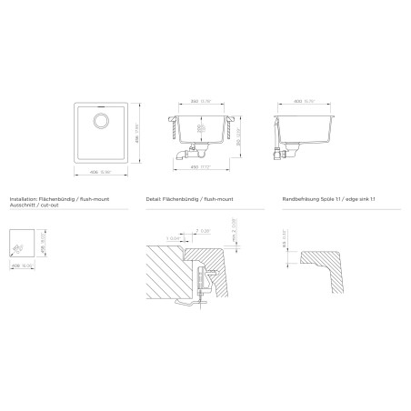 Kuchyňský dřez Schock Kaia N-100S Silverstone, montáž do roviny