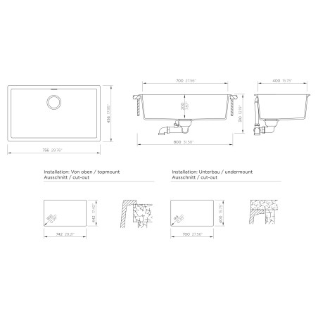 Kuchyňský dřez Schock Kaia N-100XL Magma, horní montáž