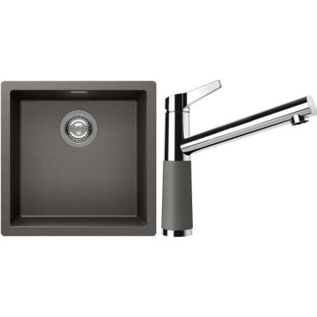 Set Schock S13-4 (dřez Kaia N-100 Silverstone + baterie SC-510 Silverstone)