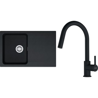 Set Franke T127Č (dřez OID 611-78 Černá + baterie FC 6051.901 LINA Matná černá)