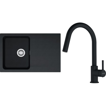 Set Franke T127Č (dřez OID 611-78 Černá + baterie FC 6051.901 LINA Matná černá)