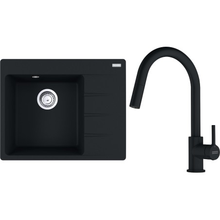 Set Franke G286MČ (dřez CNG 611-62 TL/2 Matná černá + baterie FC 6051.901 LINA Matná černá)