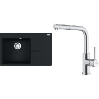 Set Franke G290MČ (dřez CNG 611-78 TL/2 Matná černá + baterie FC 6986.501 SMART GLENDA Celonerez)