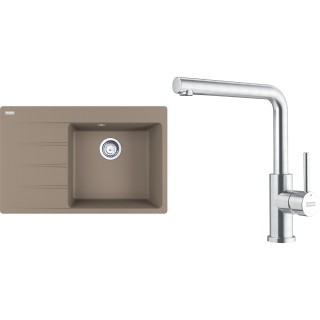 Set Franke G287KA (dřez CNG 611-78 TL/7 Kašmír + baterie FC 6985.501 SMART GLENDA Celonerez)