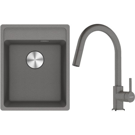 Set Franke G293ŠK (dřez MRG 610-37 RTL Šedý kámen + baterie FC 6051.084 LINA Šedý kámen)