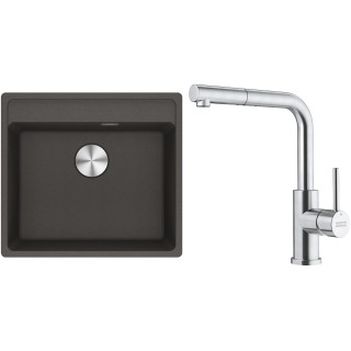 Set Franke G298ŠB (dřez MRG 610-52 RTL Šedá břidlice + baterie FC 6986.501 SMART GLENDA Celonerez)