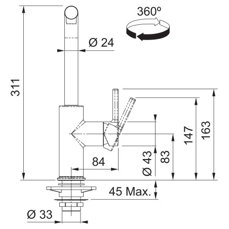 Kuchyňská baterie Franke FN 5541.084 URBAN 2.0 Šedý kámen