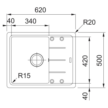 Kuchyňský dřez Franke Basis BFG 611-62 Matná černá, s otvorem, pravý