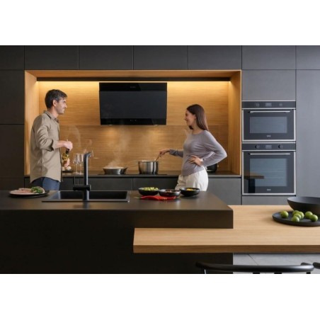 Komínová digestoř Faber TRUE DOUBLE BLACK F80 Černá/černé sklo