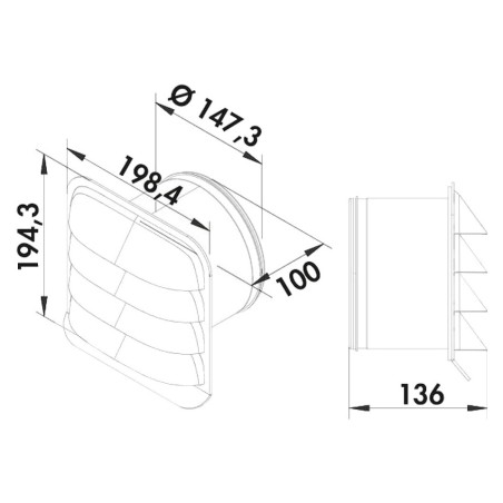 Faber 4051063 PE-Jal Col 150 - venkovní mřížka bez zpětné klapky, nerez