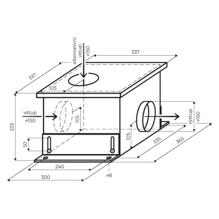 Vnitřní externí ventilační jednotka Faber EVJ M8K, šedá