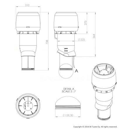 Externí ventilační jednotka Faber Vilpe, EVJ na střechu, černá RAL 9005