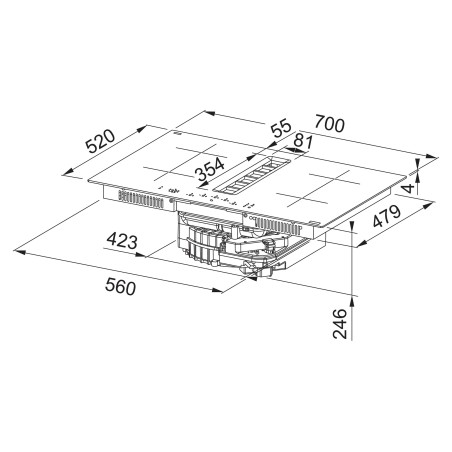Odsavač par s indukční deskou Franke FSM 7072 4RC R HI Černé sklo