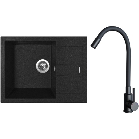 Set Sinks G26830 (dřez Amanda 650 Granblack 30 + baterie Elasta Černá matná)