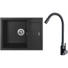 Set Sinks G26874 (dřez Amanda 650 Metalblack 74 + baterie Elasta Černá matná)